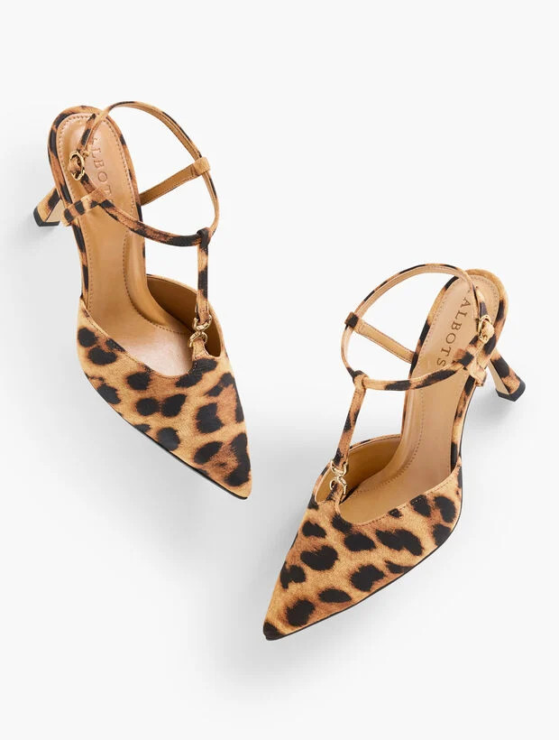Evelyn Leopard Suede Flare Heel Pumps | Talbots