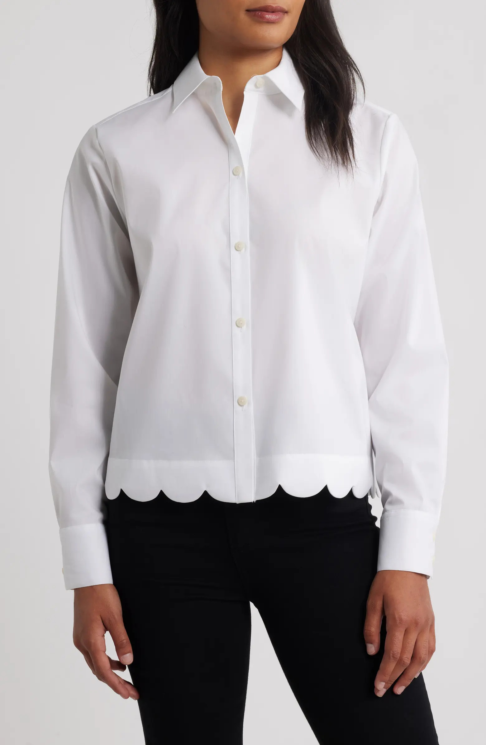 Scallop Hem Button-Up Shirt | Nordstrom