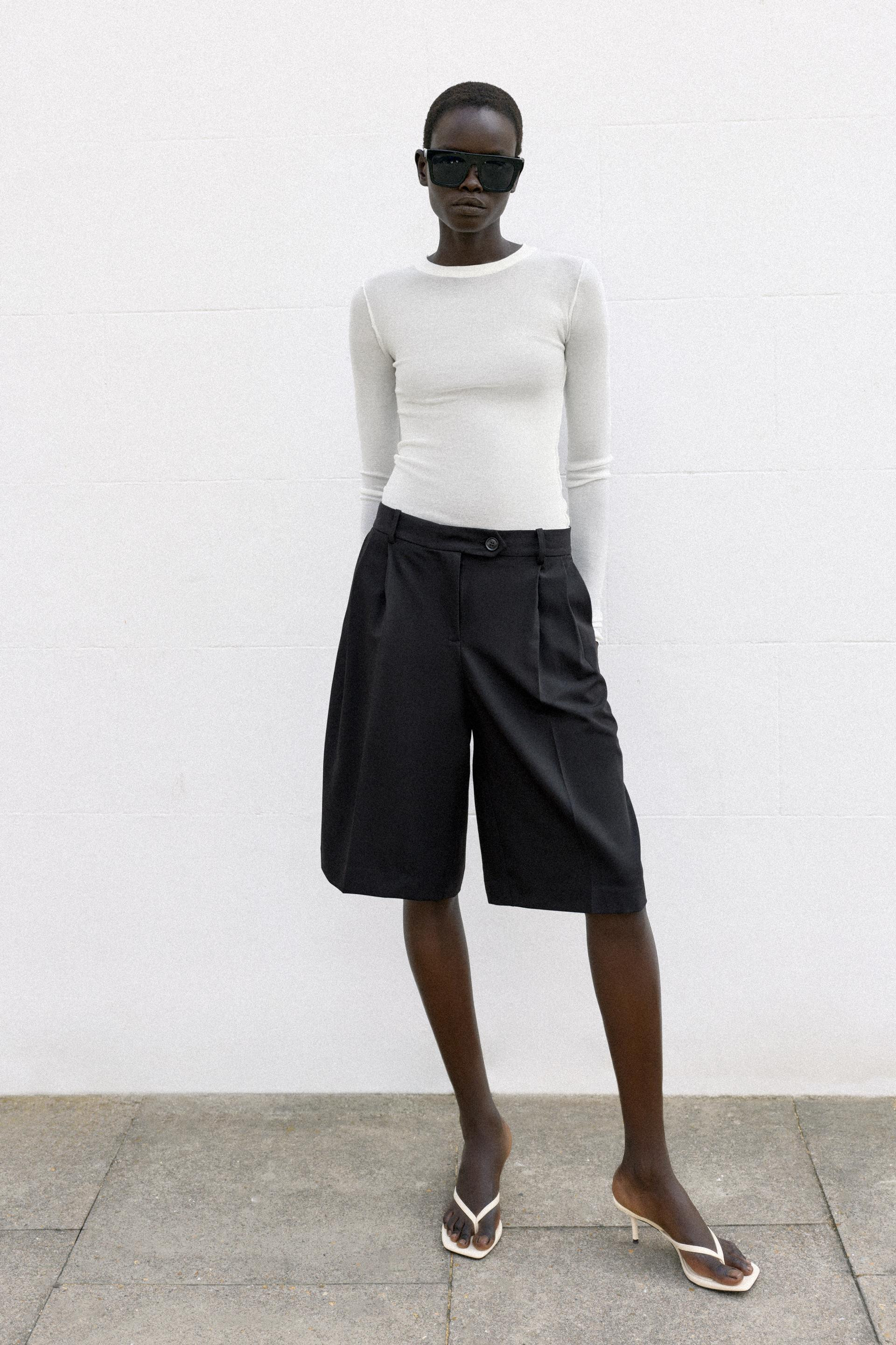 LONG PLEATED BERMUDA SHORTS | Zara US