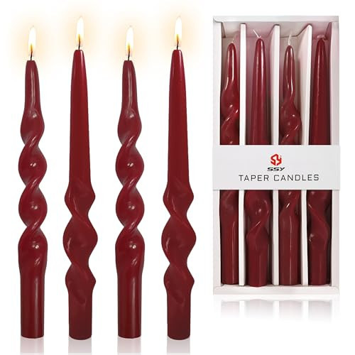 Red Spiral Taper Candles 10 Inch Unscented Twisted Candles for Christmas Dinner Halloween Thanksgiving Winter Festive, 4 Pack | Amazon (US)