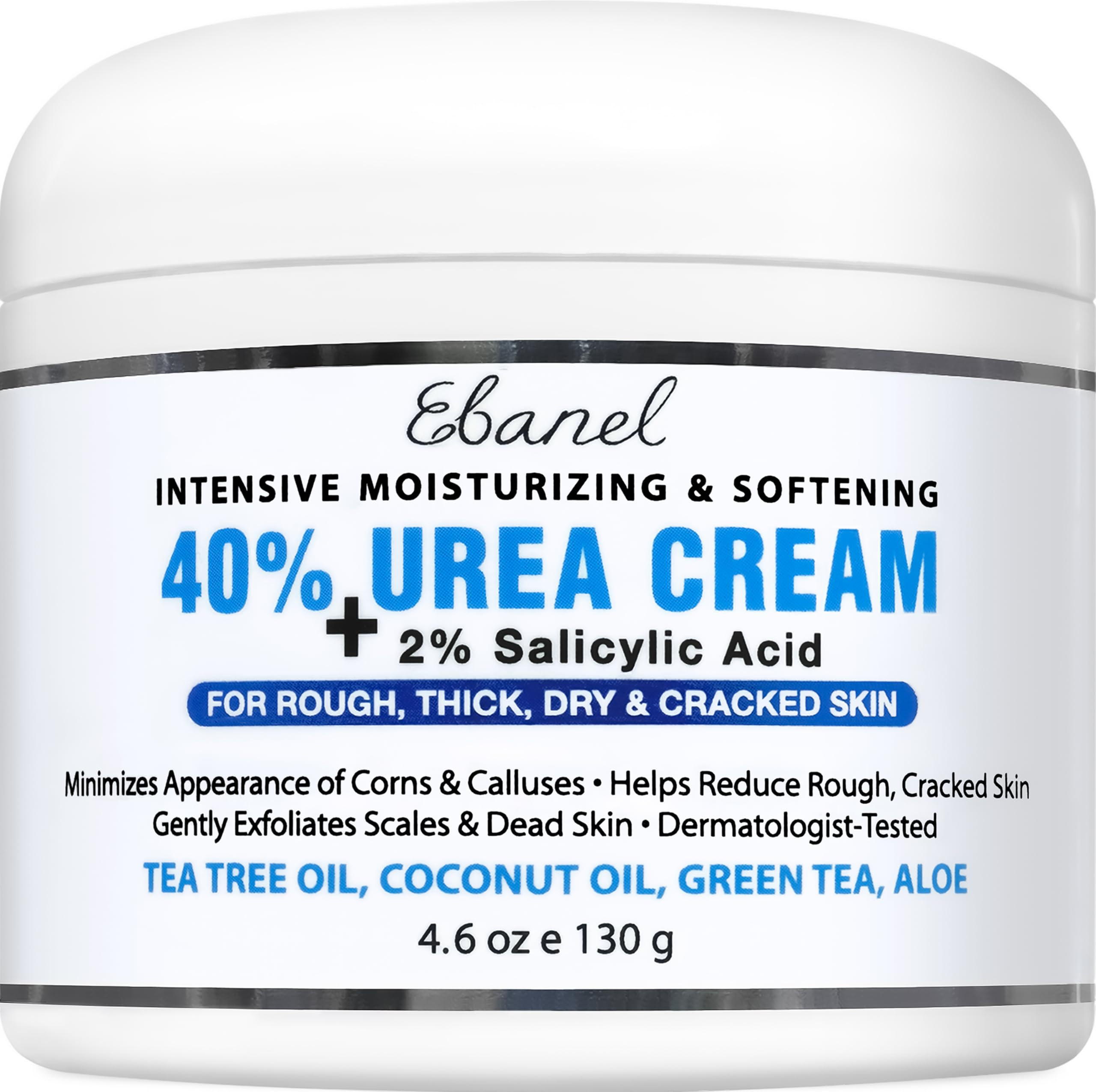 Ebanel Urea Cream 40% plus Salicylic Acid 2%, Foot Cream for Dry Cracked Heels Feet Knees Elbows ... | Amazon (US)