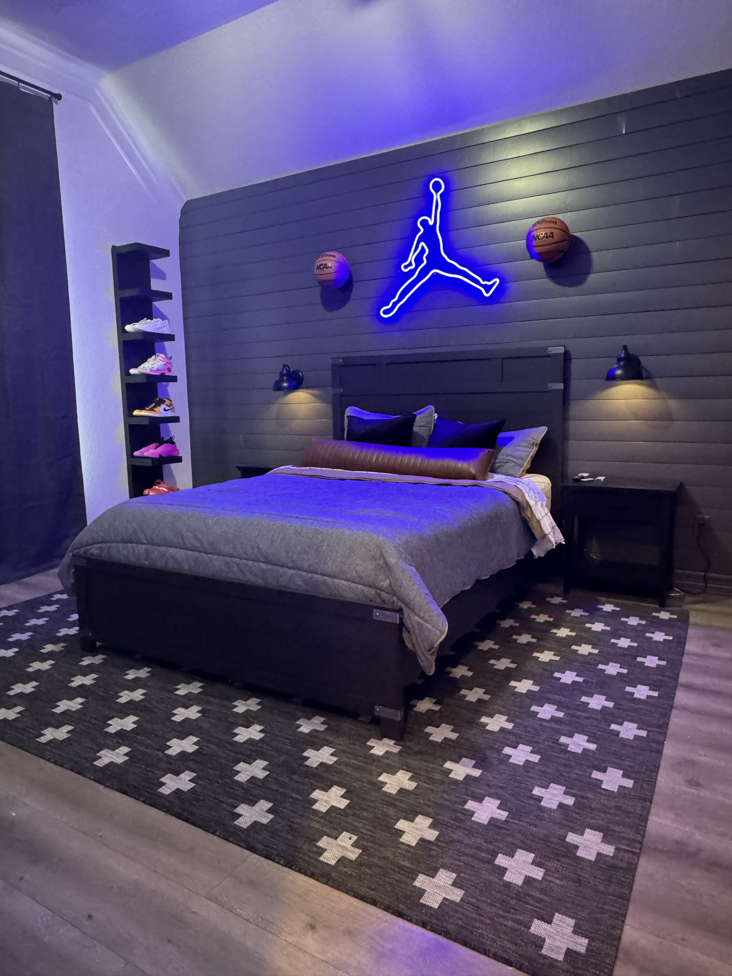 This tween boys bedroom was a slam dunk!  I’m obsessed!  He loves hoops and music - creative kid!!  #bedroom #kidsroom #boysbedroom 

#LTKhome