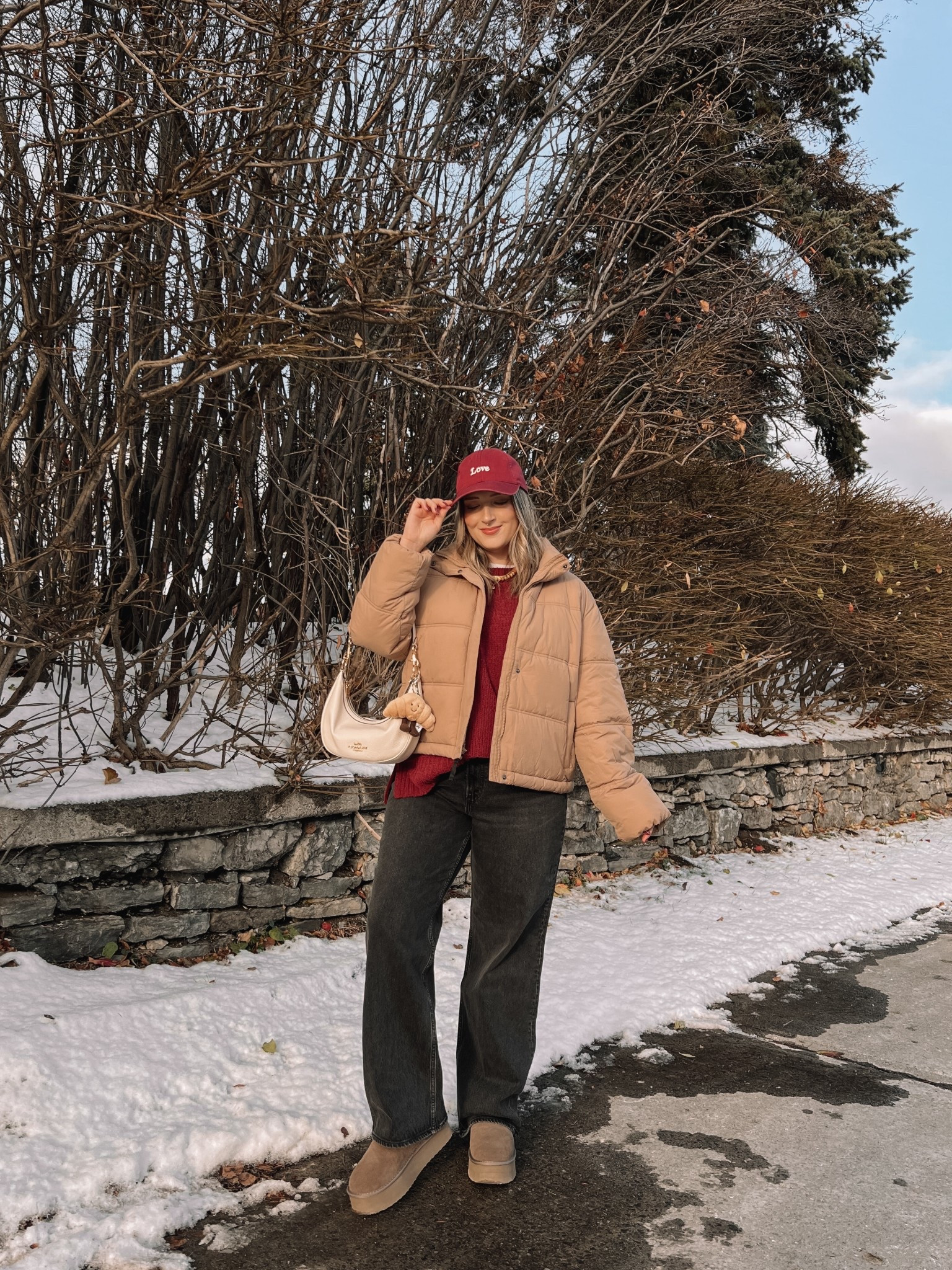 Casual midsize winter outfit! Wearing L in the puffer jacket, burgundy sweater, and white tee. Wearing 32 in the jeans for a looser, comfy fit. Ugg look for less boots from amazon are such good quality! I’m a 9.5-10 shoe and wear a 10. Canadian Old Navy puffer link under “similar products"


#LTKstyletip #LTKwinter #LTKmidsize