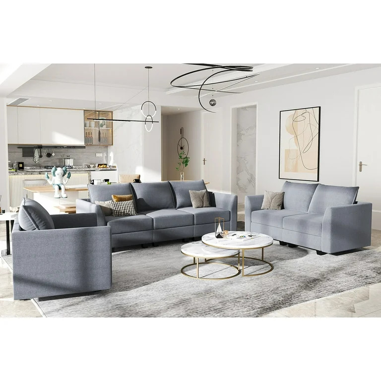 HONBAY 3 Piece Modular Sectional Sofa Set and Loveseat Couch with Storage Seats for living room f... | Walmart (US)