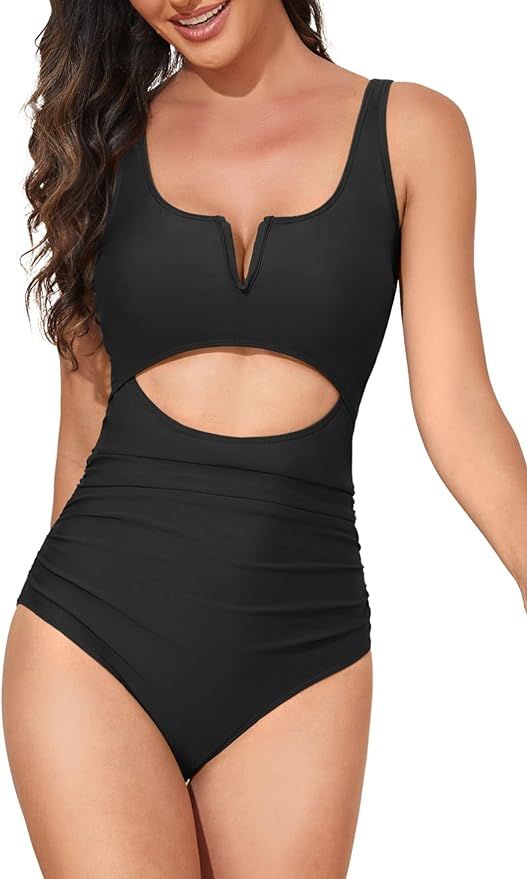 Eomenie Tummy Control One Piece Swimsuit for Women Cutout High Waisted Bathing Suits Slimming 1 P... | Amazon (US)