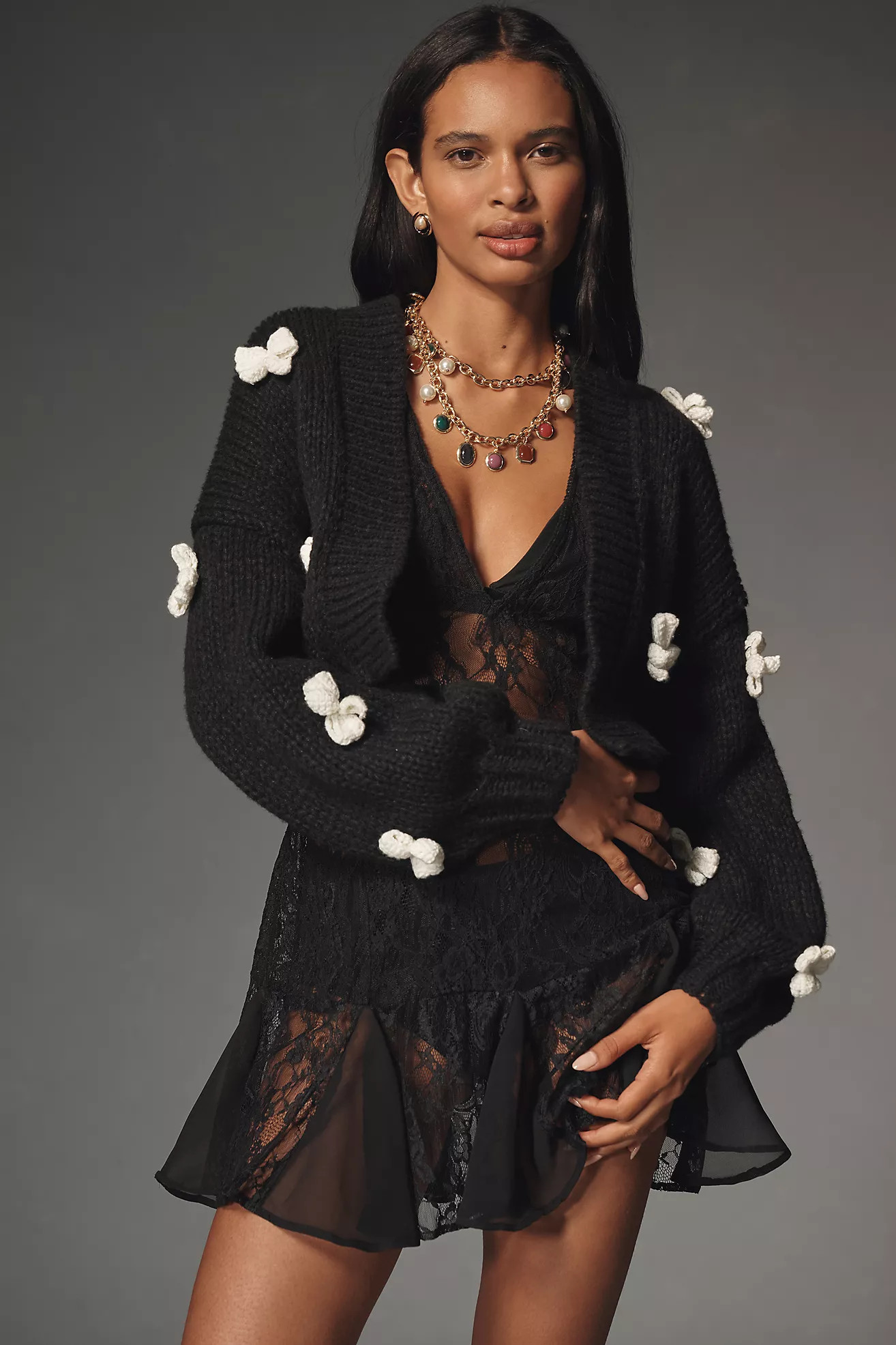 Maeve Bow Cropped Cardigan Sweater | Anthropologie (US)