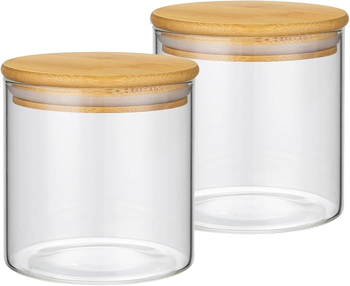 2PCS Small Glass Storage Jars with Airtight Lids,18 fl oz (550ml) Cute Clear Storage container wi... | Amazon (US)