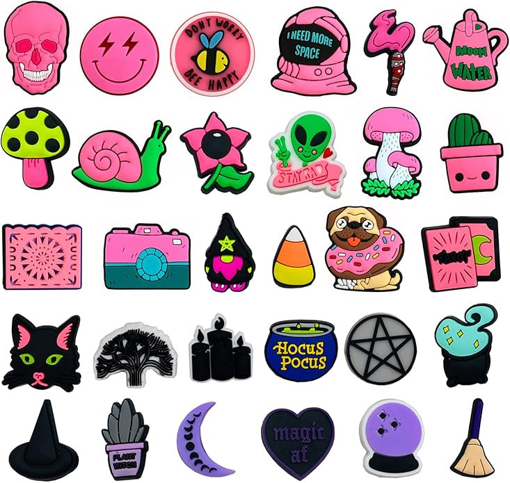 25 30 55 120 PCS Christmas Shoe Charms for clog Bubble Slider Sandals Mix Theme Pink Medical Croc... | Amazon (US)