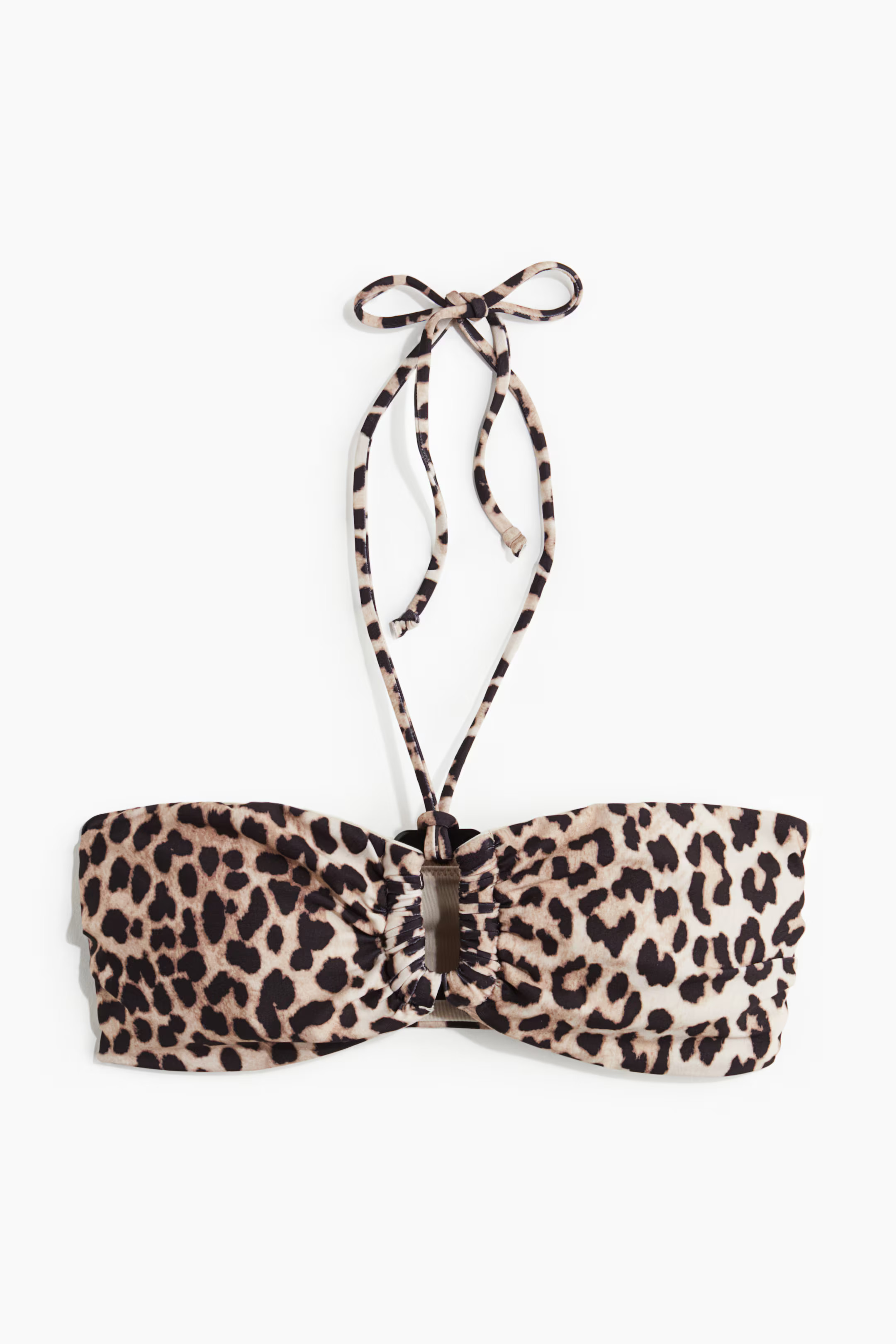 Padded bandeau bikini top - Light beige/Leopard print - Ladies | H&M GB | H&M (UK, MY, IN, SG, PH, TW, HK)