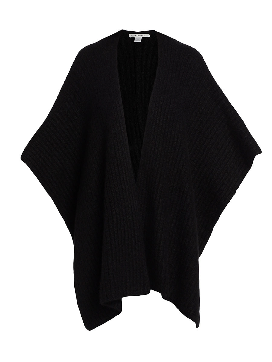 Women's Cashmere-Silk Chunky Knit Cape - Black | Saks Fifth Avenue