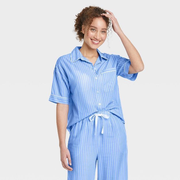 Women's Striped Simply Cool Short Sleeve Button-Up Shirt - Stars Above™ | Target