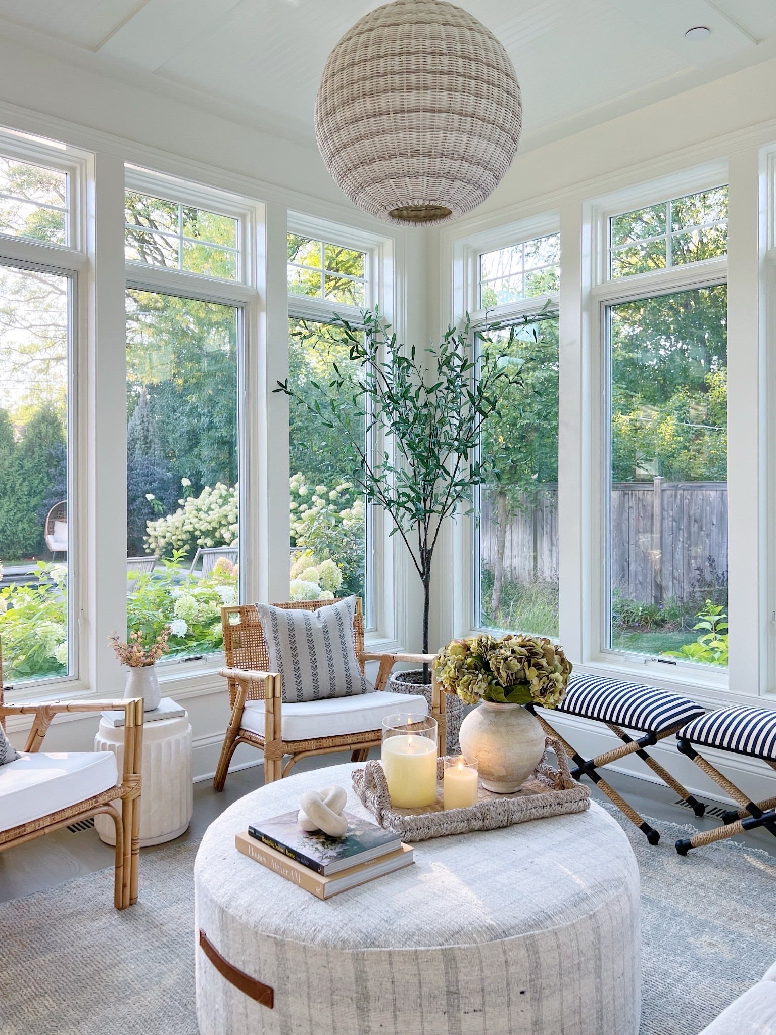 Love these rattan chairs paired with my favorite coffee table ottoman! Makes the perfect combo for my neutral sunroom! 🤍 Also this is the 7 foot faux olive tree and small size tray!

(3/2)

#LTKhome #LTKstyletip