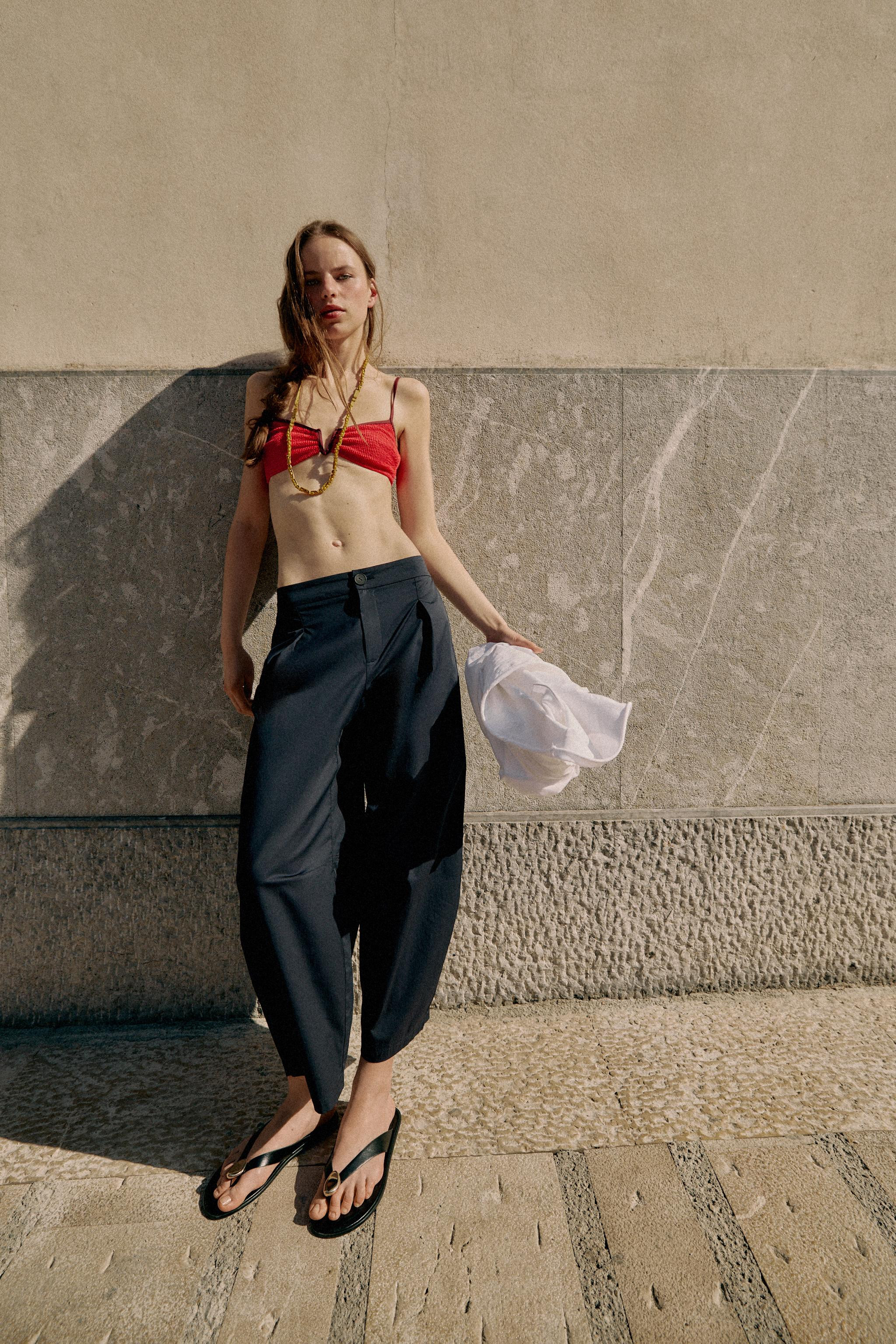 POPLIN BARREL PANTS | Zara US