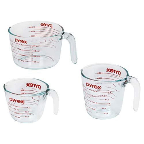 Pyrex 3 Piece Measuring Cup Set, Includes 1, 2, and 4 Tempered Glass Liquid Measuring Cups, Dishwasher, Freezer, Microwave, and Oven Safe, Essential Kitchen Tools | Amazon (US)