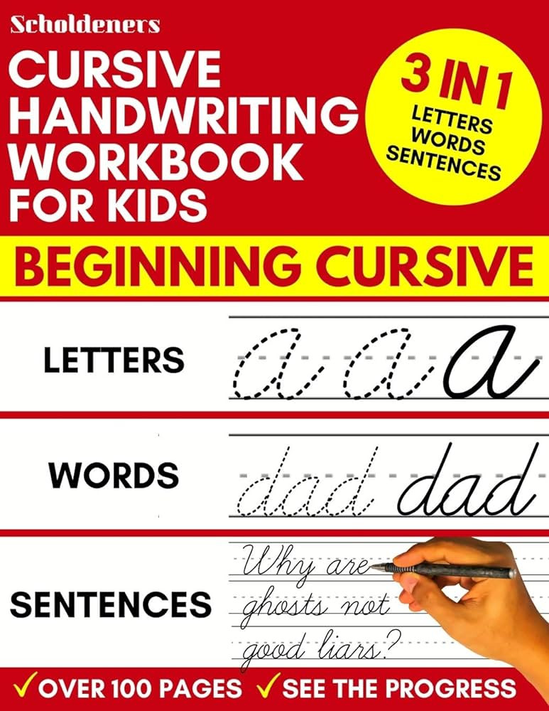 Cursive Handwriting Workbook for Kids: 3-in-1 Writing Practice Book to Master Letters, Words & Se... | Amazon (US)