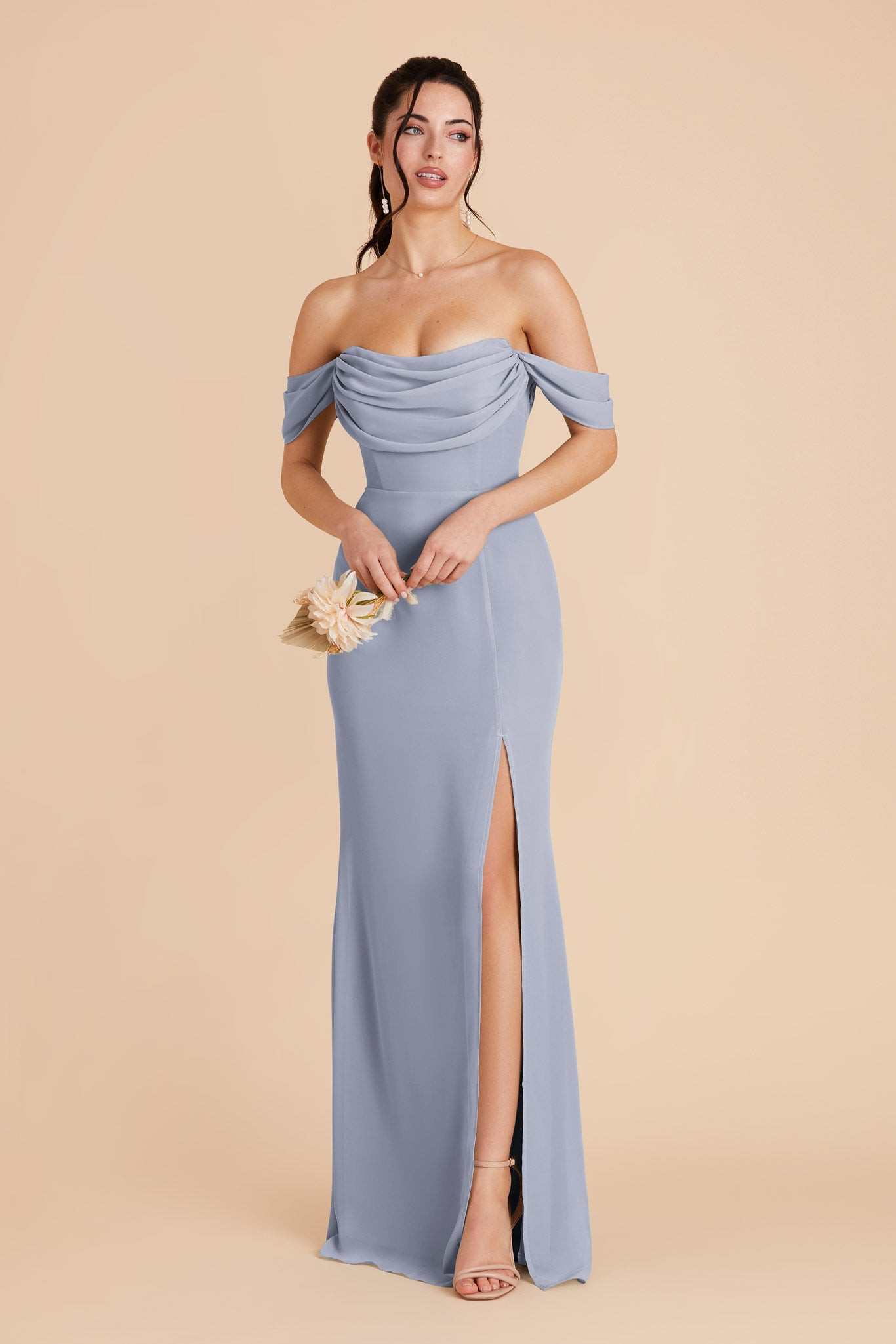 Mira Dusty Blue Chiffon Bridesmaid Dress | Birdy Grey | Birdy Grey