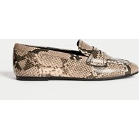 M&S Snake Print Flat Loafers Brown Mix | Marks & Spencer (UK)