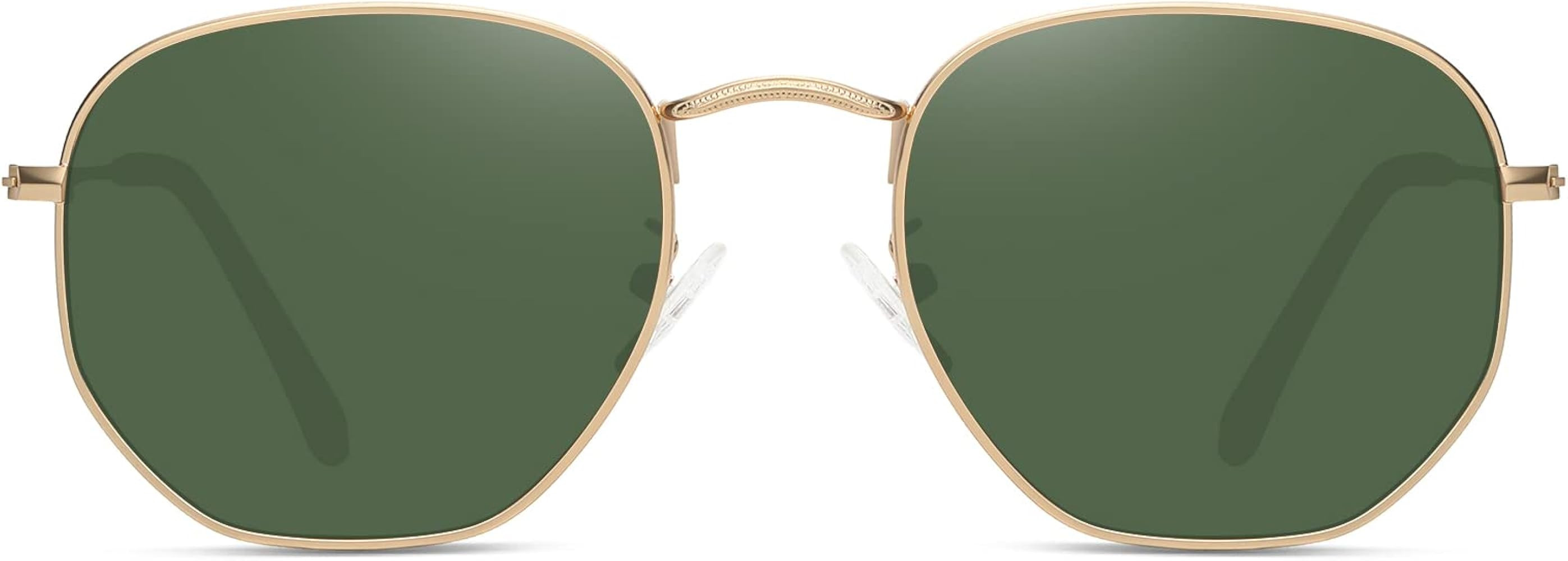 Fozono Polarized Hexagon Sunglasses for Women Men Metal Frame Square Small Polygon Sun Glasses UV... | Amazon (US)