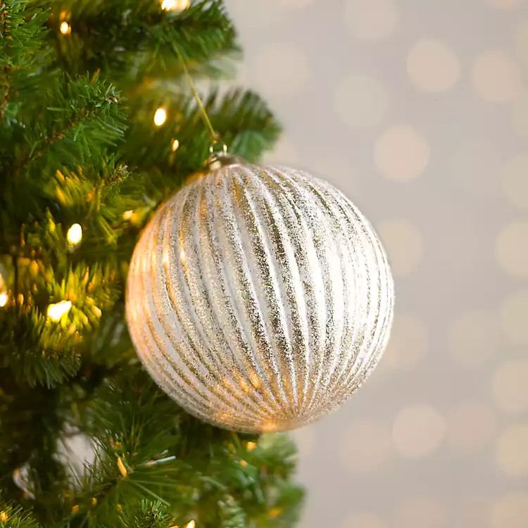 Gold Striped Stucco Christmas Ornament, 6 in. | Kirklands