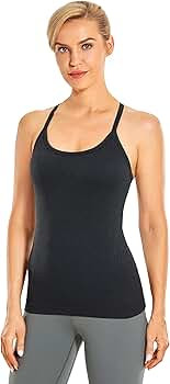 CRZ YOGA Seamless Workout Tank Tops for Women Racerback Athletic Camisole Sports Shirts with Buil... | Amazon (US)