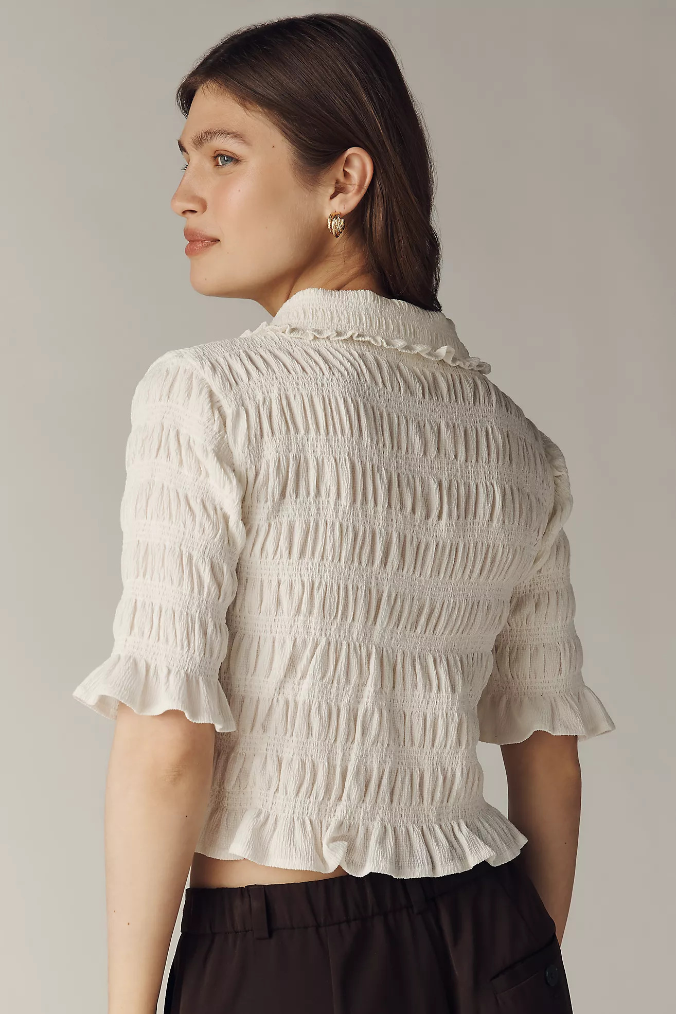 Maeve Smocked Button-Front Top | Anthropologie (US)