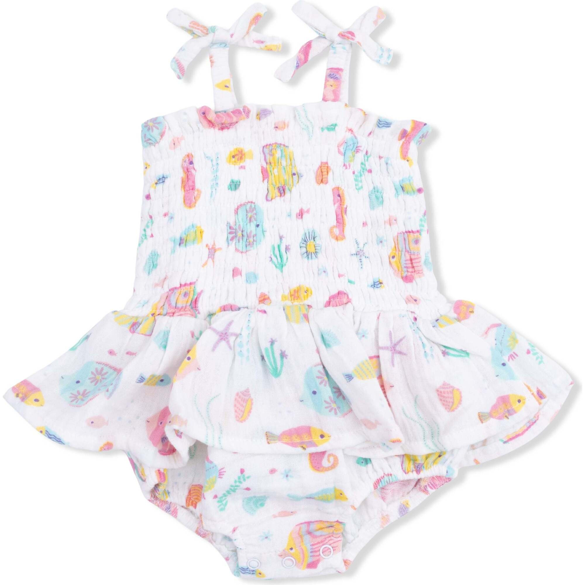 Sunny Coral Reef Fish, Smocked Bubble with Skirt | Maisonette