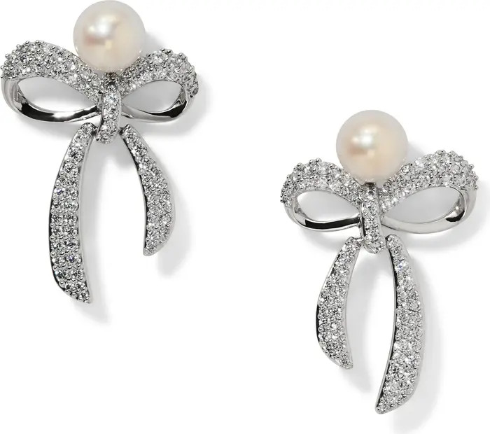 Nadri Eros Small Bow Faux Pearl Stud Earrings | Nordstrom | Nordstrom
