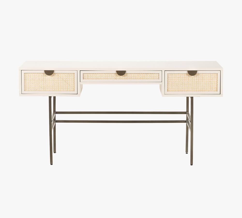 Beltan 62" Cane Writing Desk With Drawers | Pottery Barn (US)