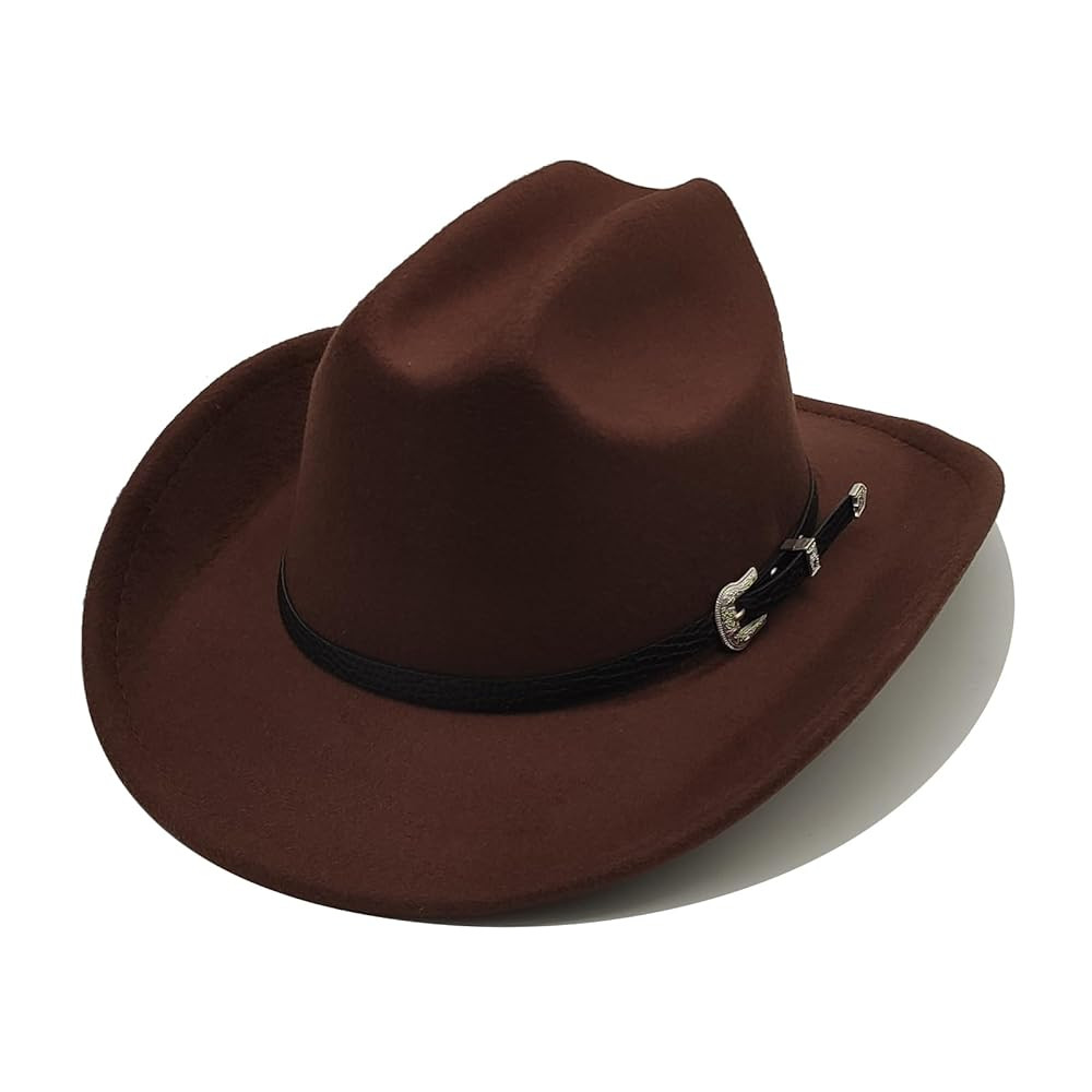 Kids Cowboy Hat for Girls Boys Western Cowgirl Hat with Buckle Belt Unisex Wide Brim Fedora Hat D... | Amazon (US)