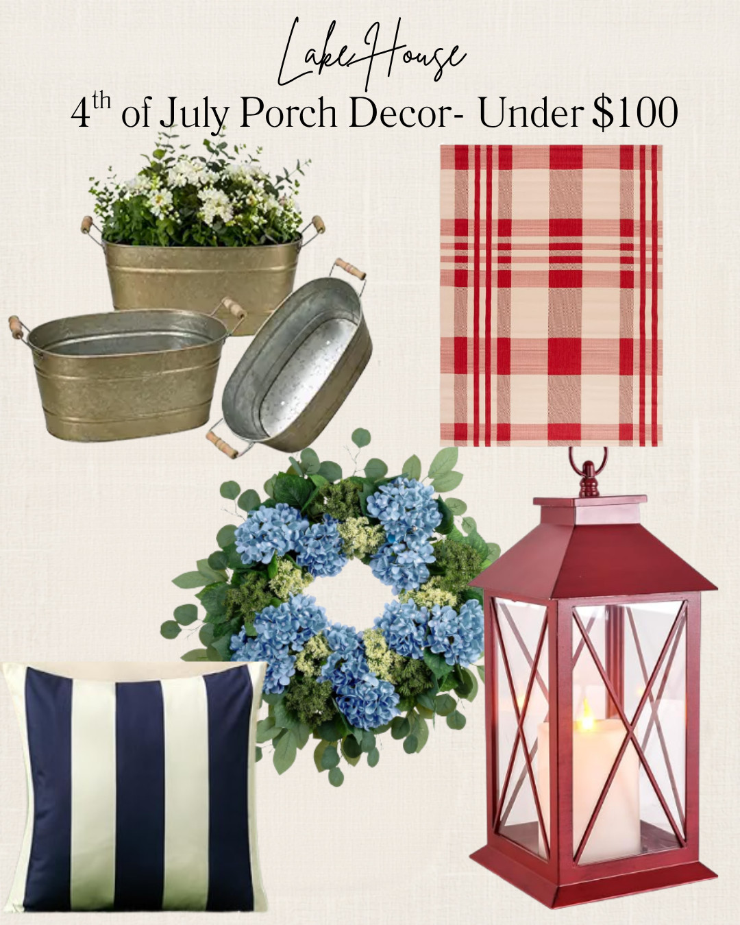 Nothing says summer quite like a welcoming front porch dressed for the 4th of July. 🇺🇸 I love decorating with pieces that feel timeless and can stay out all season long—not just for one holiday weekend.

This lake house-inspired porch combines classic Americana charm with relaxed summer style: blue hydrangeas, woven textures, lanterns, striped accents, and simple American flags tucked into planters for an effortless patriotic touch. These are the kinds of pieces that create a warm, inviting space for morning coffee, sunset views, and gathering with family and friends all summer long.

I've rounded up my favorite affordable finds to help you create the look without overspending. Whether you're decorating a lake house, farmhouse porch, or suburban front entry, these pieces bring that classic summer feeling home.

Shop all of my favorite lake house porch decor and 4th of July finds below! ❤️🤍💙

#LTKHome #FourthOfJulyDecor #LakeHouseStyle #LakeLife #FrontPorchDecor #PatrioticDecor #SummerDecor #FrenchCountryStyle #OutdoorLiving #AmericanaStyle #AmazonHomeFinds 

 #LTKSeasonal #LTKOver40 #LTKHome