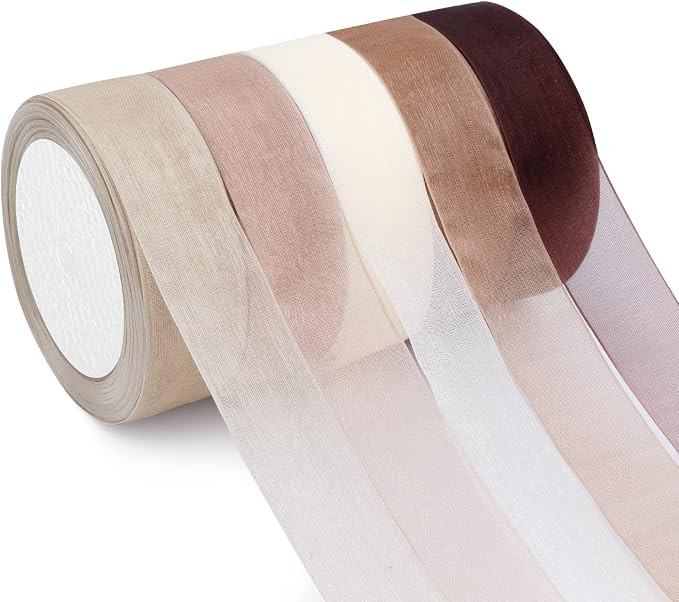 Showin 5 Rolls Organza Ribbon 1" x 25 Yd Each Roll, Fall Sheer Chiffon Ribbon, Transparent Sheer ... | Amazon (US)
