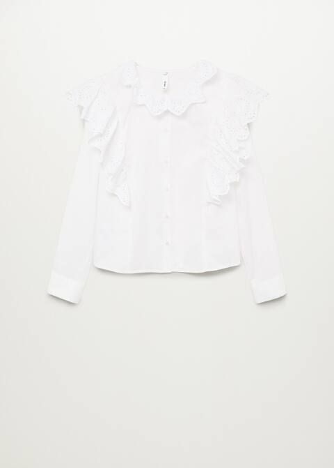Ruffled cotton blouse | MANGO (US)