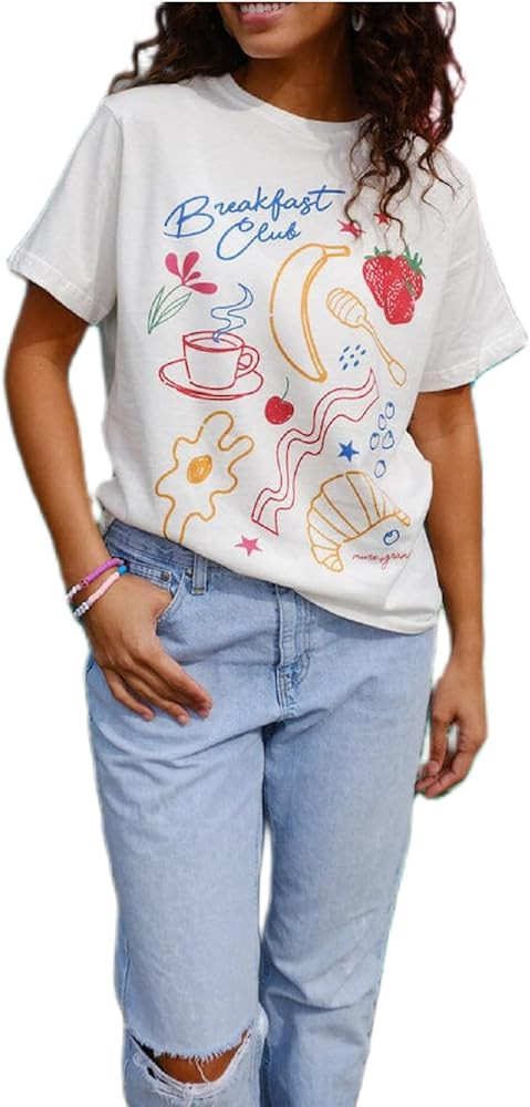 Womens Cute Graphic Oversized Tshirt Casual Short Sleeve Loose Baby Tee Y2k Vintage Aesthetic Sum... | Amazon (US)
