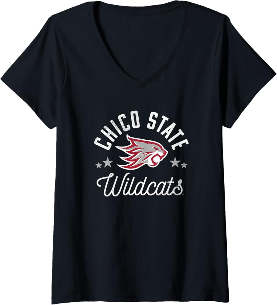 Womens Chico State Wildcats Logo V-Neck T-Shirt | Amazon (US)