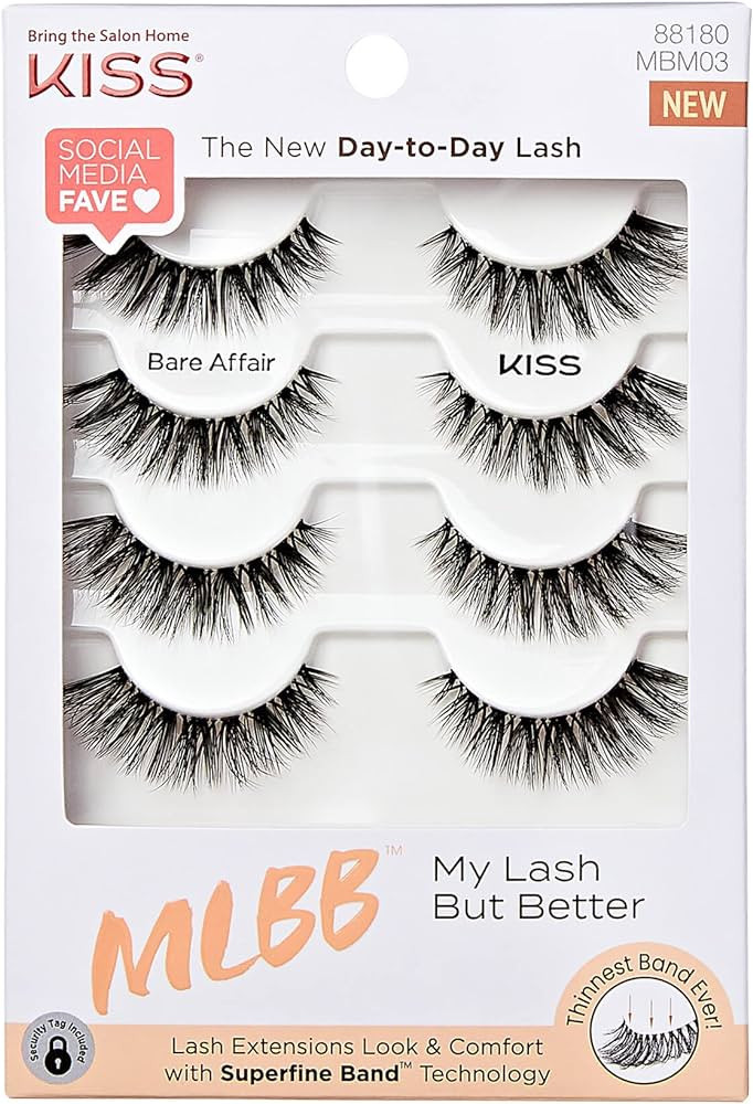 KISS My Lash But Better Fake Eyelashes Multipack – Bare Affair, 4-Pair Pack, Invisible, Lightwe... | Amazon (US)