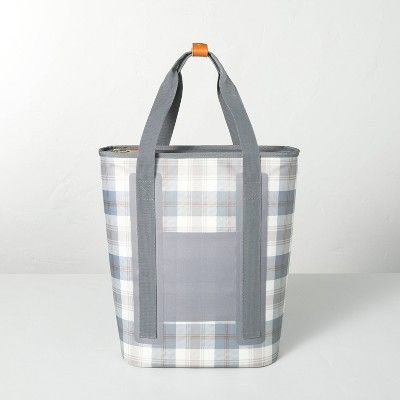 Portable 19qt Insulated Fall Tartan Plaid Backpack Cooler Blue/Gray/Cream - Hearth & Hand™ with... | Target