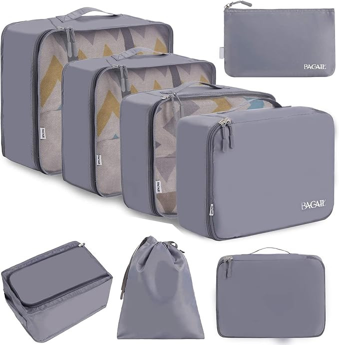 BAGAIL 8 Set Packing Cubes Luggage Packing Organizers for Travel Accessories | Amazon (US)