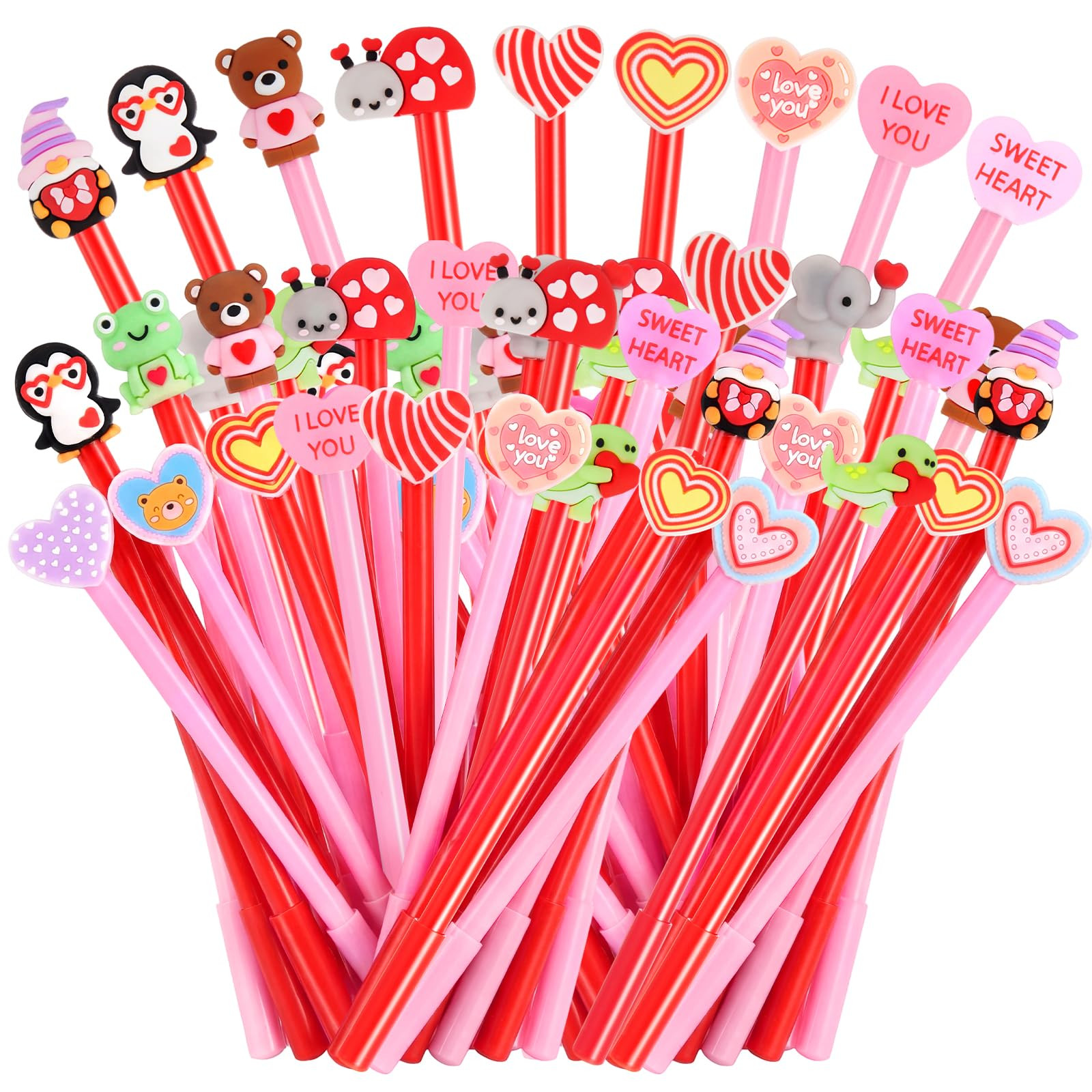 Qunclay 30 Pcs Valentine's Day Heart Animal Pens Fun Cute Gel Ink Pens Bulk Gifts for Valentine's... | Amazon (US)