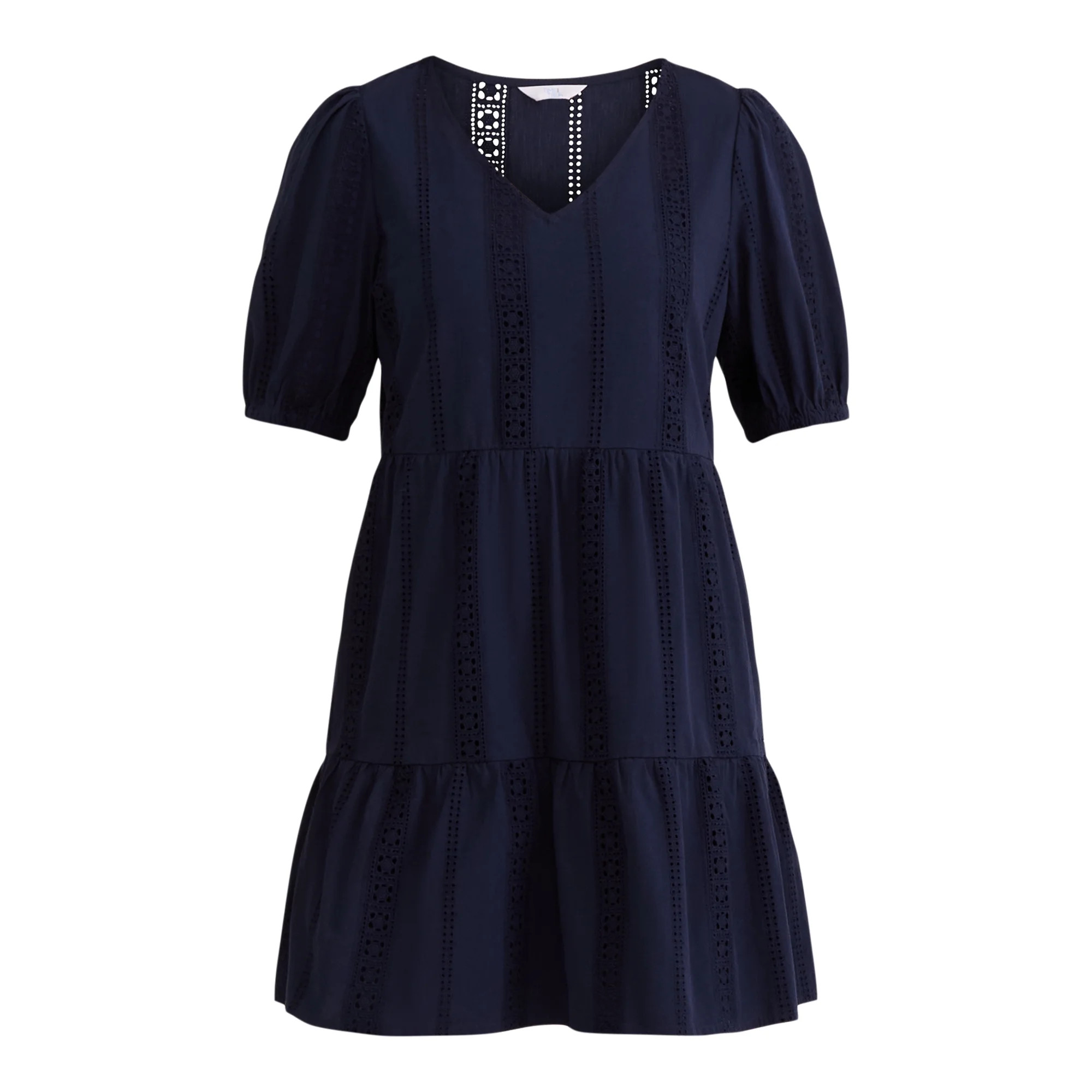 Time and Tru Women's Short Sleeve Eyelet Dress, Sizes XS-XXXL | Walmart (US)