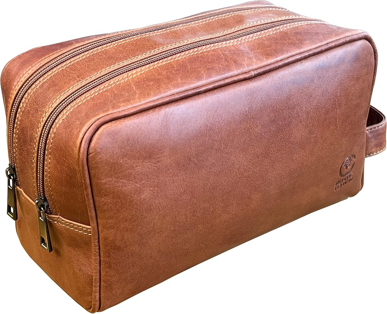 RUSTIC TOWN Leather Toiletry Bag for Men - Travel Shaving Dopp Kit - Bathroom Shower Toiletries O... | Amazon (US)