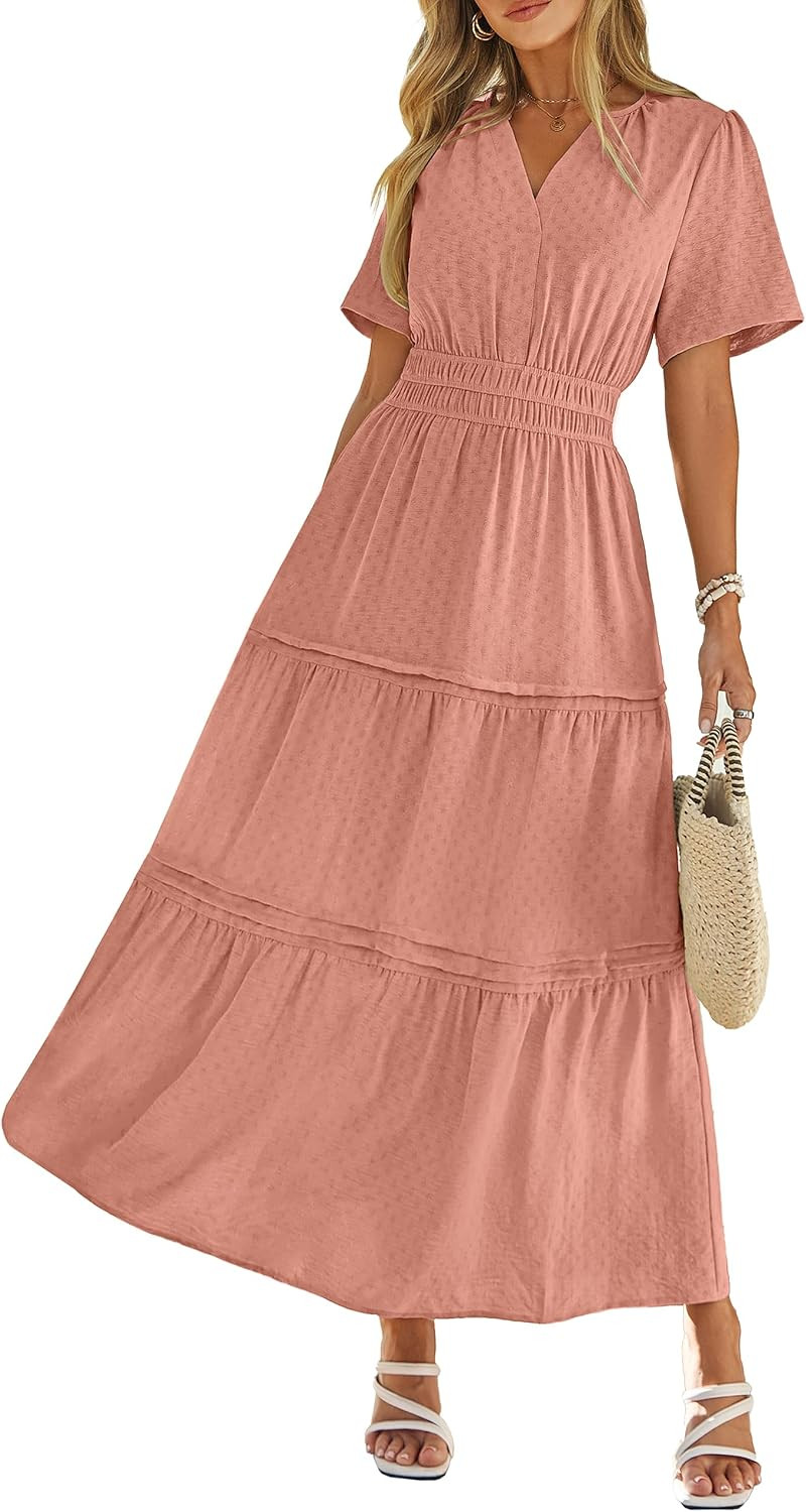 Simplee Womens 2026 Summer Casual Short Sleeve Maxi Dress with Pockets | Amazon (US)