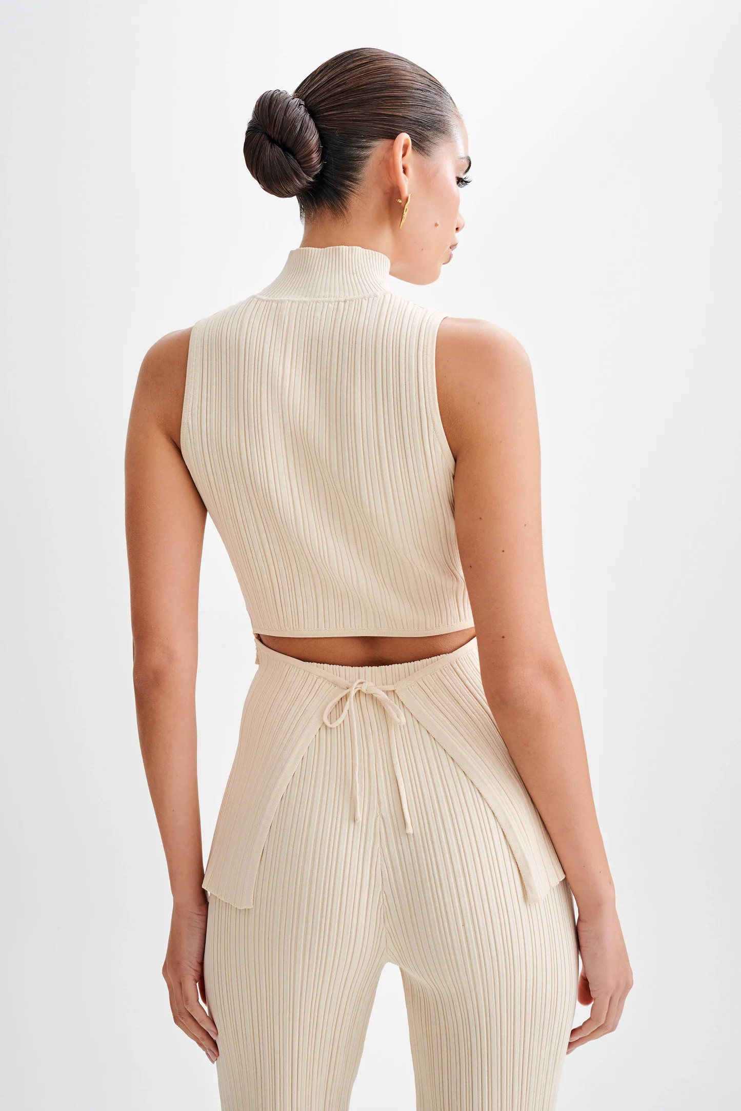 Tanya Cut Out High Neck Top - Cream | Meshki (APAC)