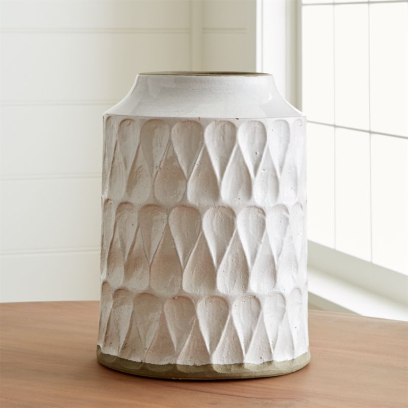 Kora White Textured Vase + Reviews | Crate and Barrel | Crate & Barrel