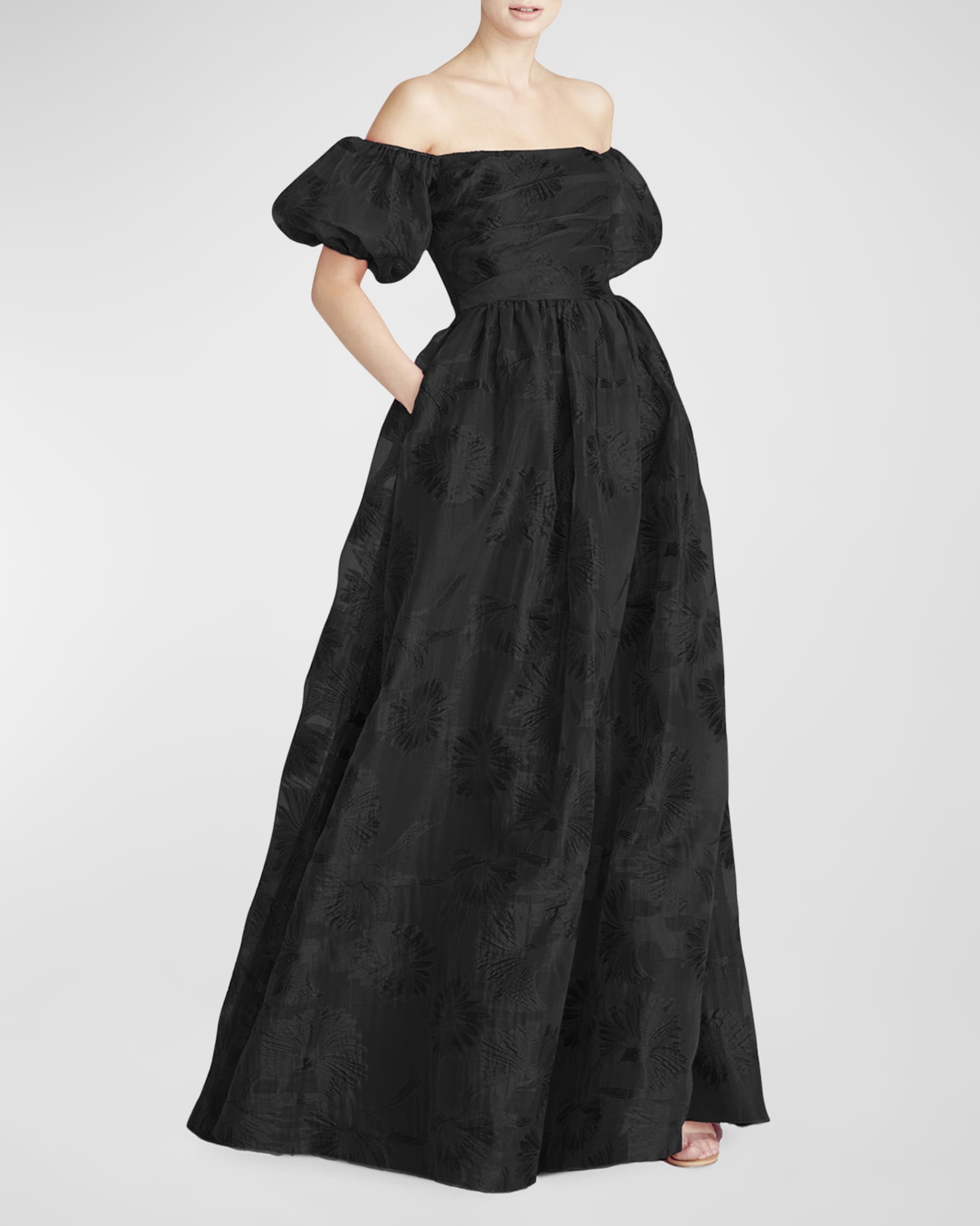 Off-Shoulder Jacquard Gown | Neiman Marcus