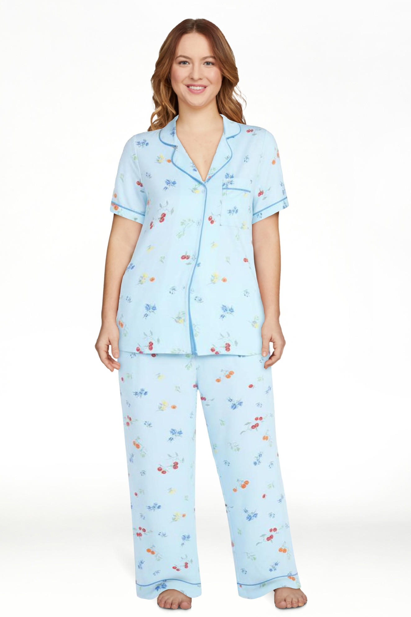 Joyspun Women's Dreamy Soft Collection Notch Collar Top and Capri Pants Pajama Set, 2-Piece, Size... | Walmart (US)