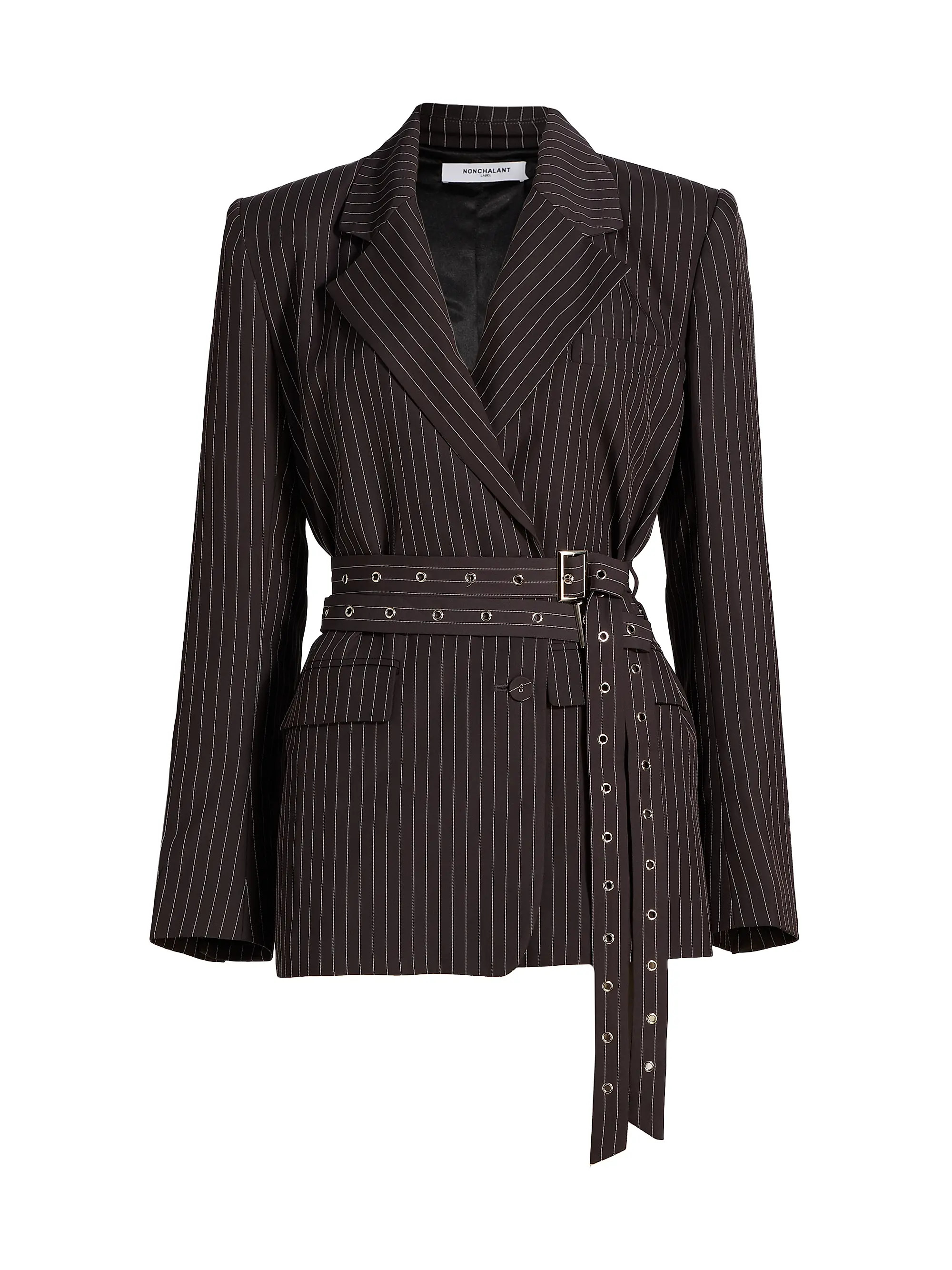 Nonchalant Label Axel Pinstripe Belted Blazer | Saks Fifth Avenue | Saks Fifth Avenue