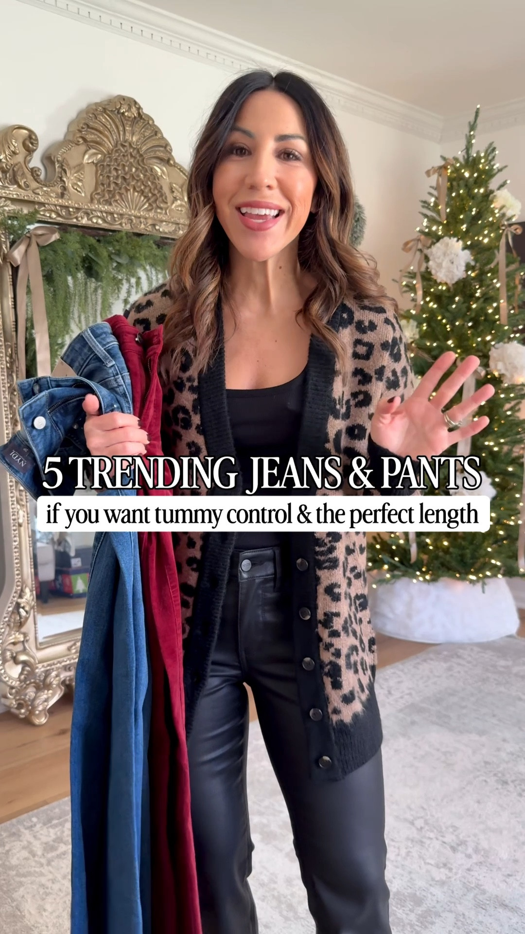 Ok let's talk what types of jeans and pants I'm personally loving right now. Embellished, wide leg jeans, coated denim, corduroy pants and classic straight leg have been my go to and @NYDJ has all these styles plus a ton more. Love that their bottoms come in petite through plus they all have Lift Tuck technology that gives tummy control, smoothing and shaping. Each style is so comfortable and can be dressed up or down. I'm tallking just good everyday bottoms you'll actually style from day to day. #NYDJ #fitiseverything

Embellished jeans  2P. Coated black pants 2P. Straight leg jeans 2P. Wide leg jeans 0P. Corduroy velvet pants 0P. Blazer XS. Cashmere turtleneck small. Blouse XS. Leopard cardigan XS. Fair isle sweater, medium.

#LTKHoliday #LTKOver40 #LTKPetite
