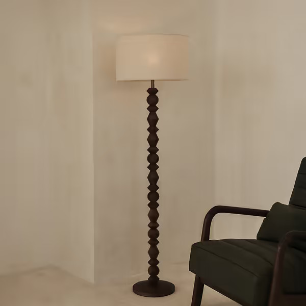 Ivy - Dark Wood Drum Shade Floor Lamp | William Wood