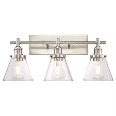 allen + roth  Shiloh 24-in 3-Light Brushed Nickel Transitional Vanity Light Bar | Lowe's