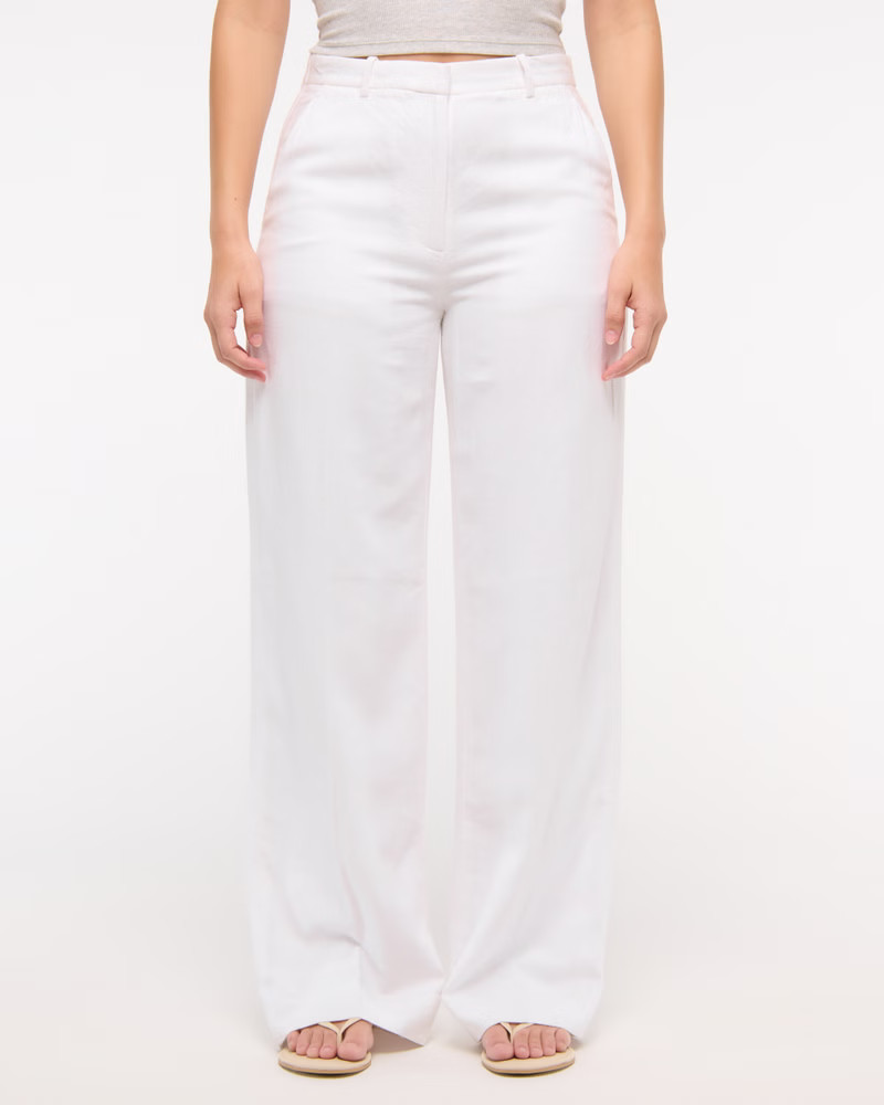 Curve Love Tailored Linen-Blend Wide Leg Pant | Abercrombie & Fitch (UK)